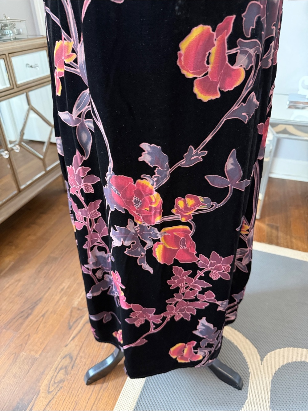 Rachel Zoe Floral Velvet Slip Dress - Black, Pink & Rust ❤️ 8 - Picture 4 of 8